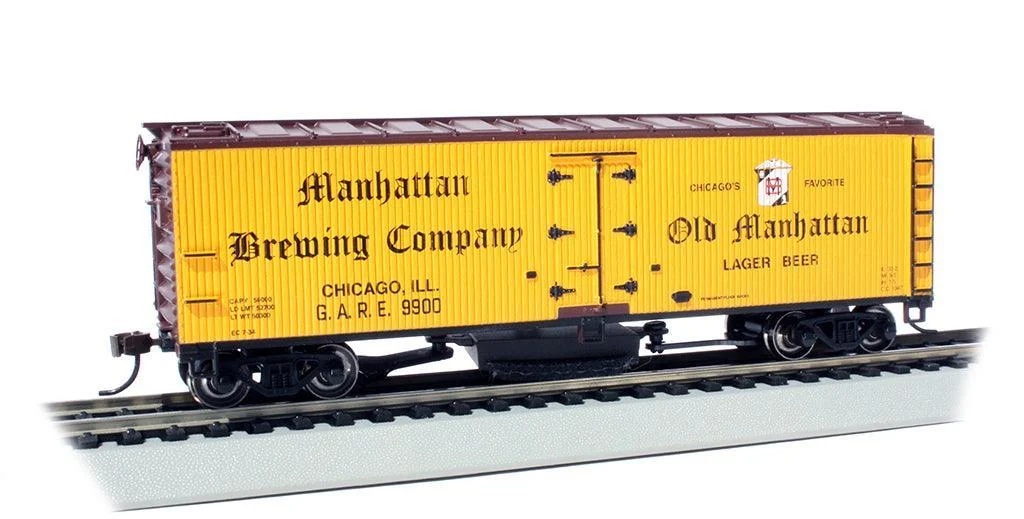 HO Bachmann Manhattan Brewing Co. - Track Cleaning 40' Wood-Side Reefer 16334