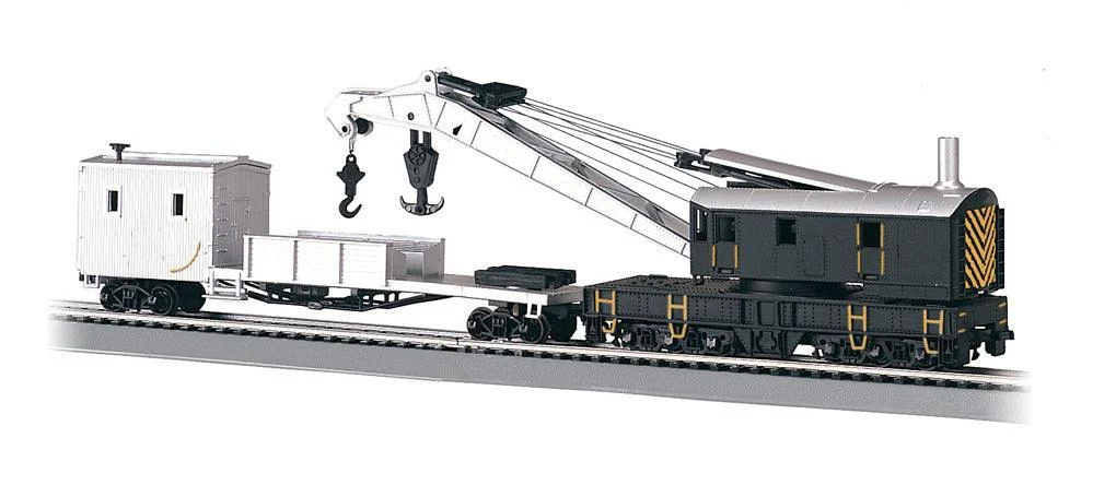 HO Bachmann Painted Unlettered - 250 Ton Steam Crane Car & Boom Tender 16149