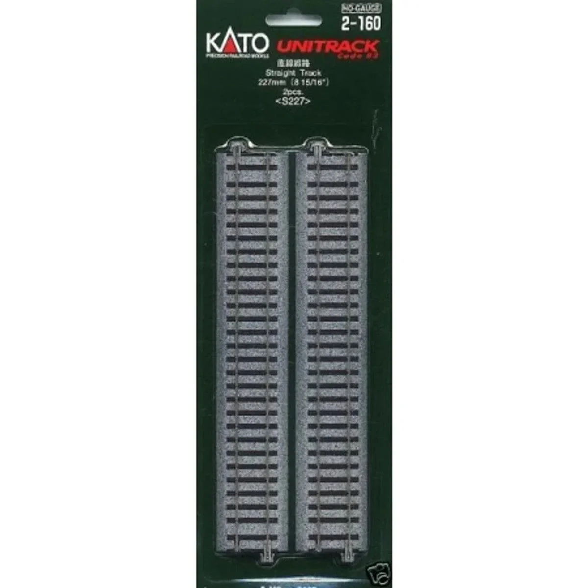 HO Kato Unitrack 227mm (8 15/16") Straight Track 2 pcs 2160