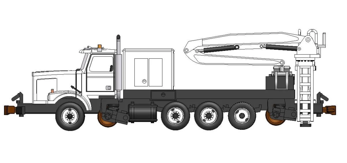 HO Phase I Hirail Boom Truck rail car mover both modes - Silver Spike Designs