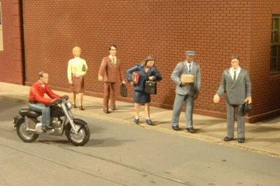 HO Scale Bachmann City People with Motorcycle - Bachmann Trains