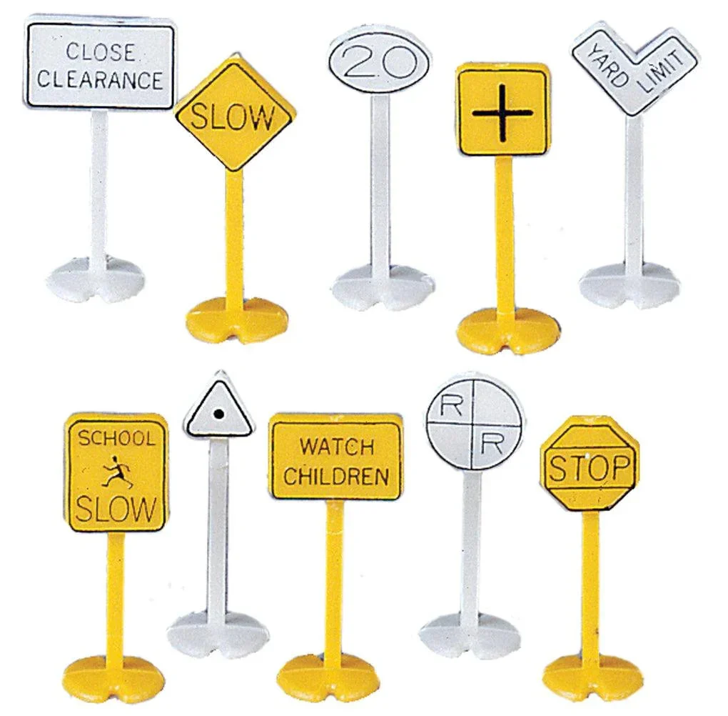 HO Scale Bachmann Railroad & Street Signs (24 Pieces) 42204 - Bachmann Trains