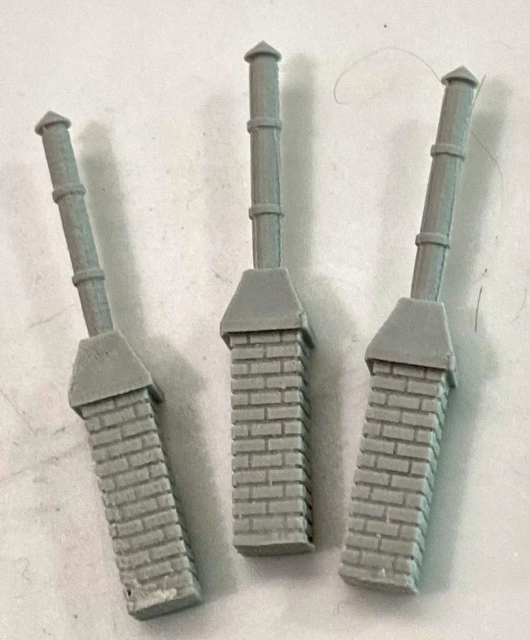 HO Scale Bar Mills Tall Smoke Stack Chimney 3 Pack 2036 - Bar Mills Models