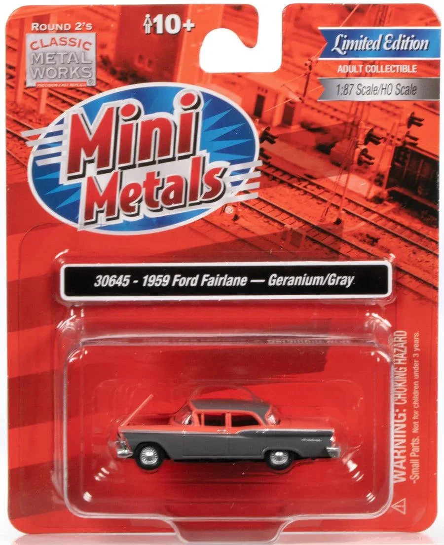 HO Scale Classic Metal Works 1959 Ford Fairlane #2 Geranium/Gray 30645