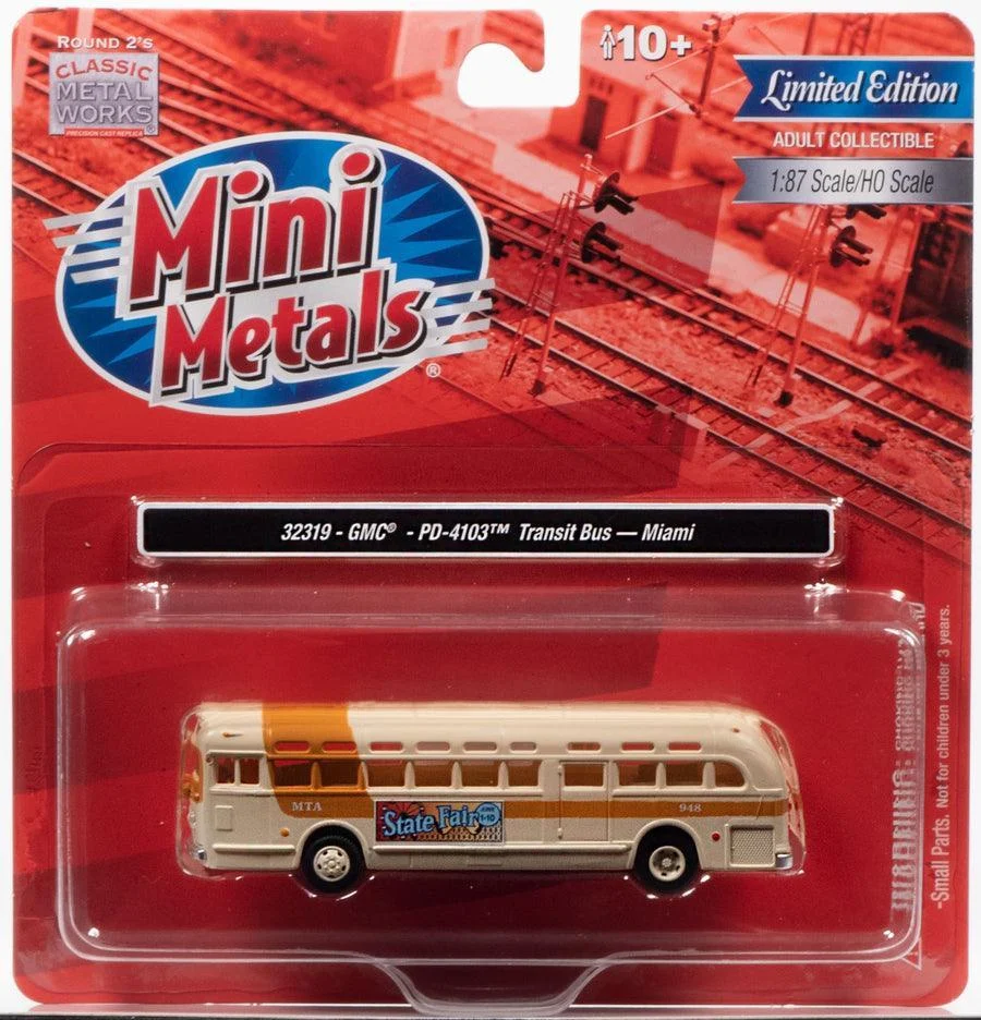 HO Scale Classic Metal Works GMC Transit Bus Miami cream/ochre 32319