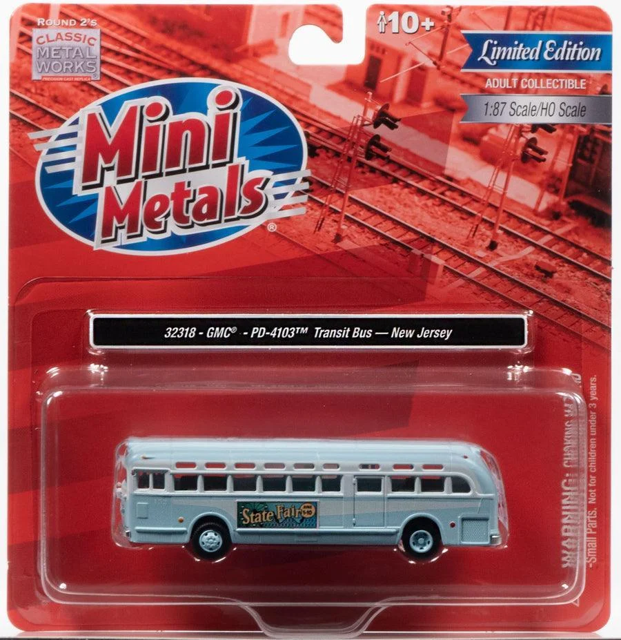 HO Scale Classic Metal Works GMC Transit Bus NJ blue/white 32318