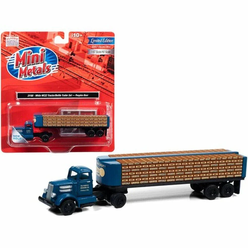 HO Scale Classic Metal Works White WC22 W/Flatbed Trailer Peoples Beer 31198