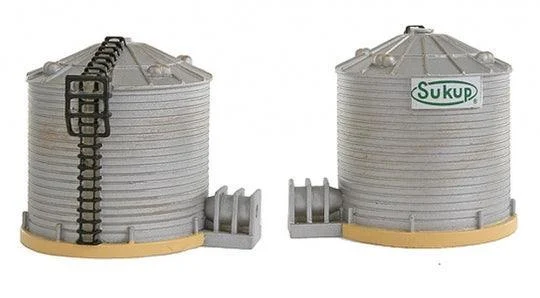 HO Scale Sukup Grain Towers (2) Small - IMEX Model Co.