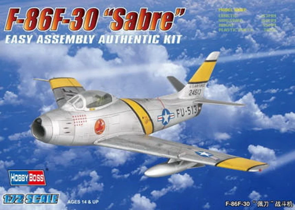 Hobby Boss 1/72 Hobby Boss F-86F-30 Sabre Easy Assembly - HY80258