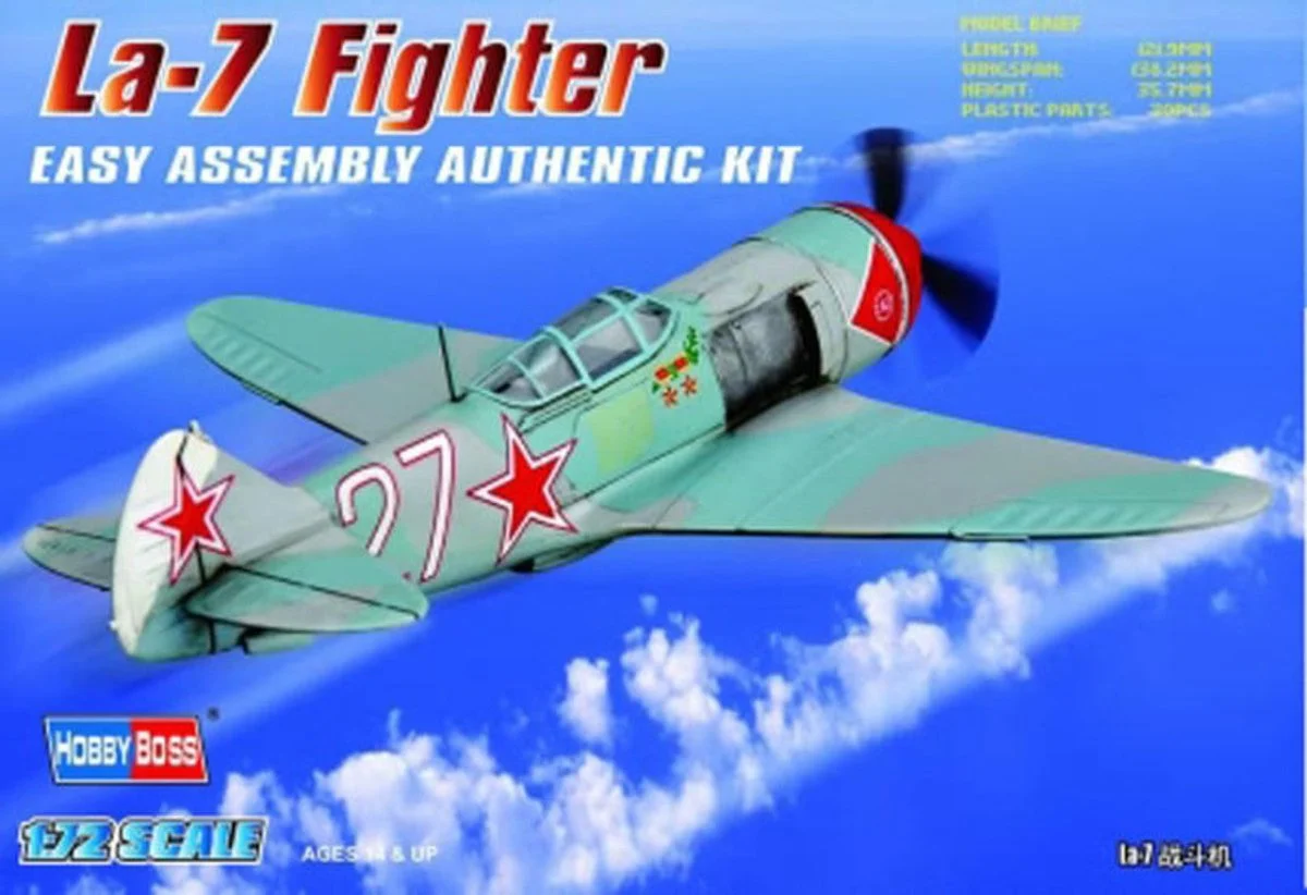 Hobby Boss 1/72 Hobby Boss La-7 Fighter Easy Assembly - HY80236