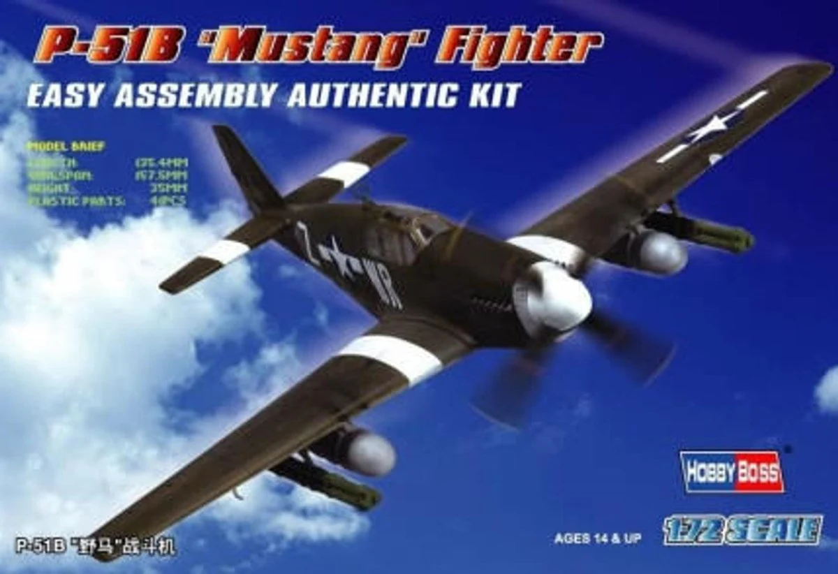 Hobby Boss 1/72 Hobby Boss P-51B Mustang Easy Assembly Plastic Model Kit