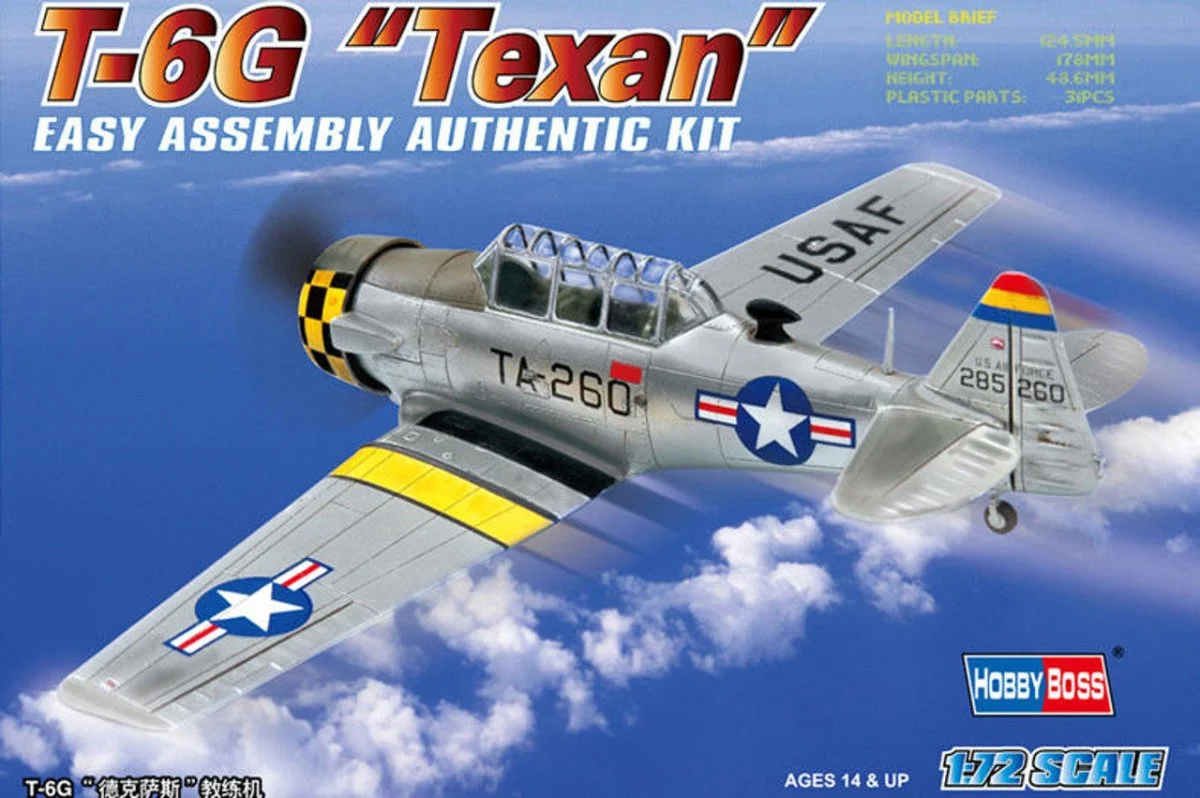 Hobby Boss 1/72 Hobby Boss T-6G Texan Easy Assembly Plastic Model Kit