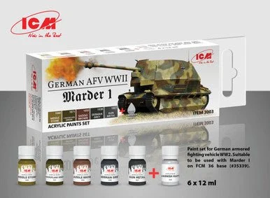 ICM Acrylic paint set for German AFV WW2 (Marder I) - ICM Models