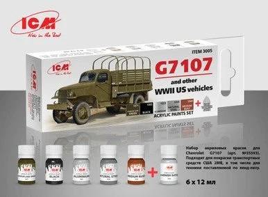 ICM Acrylic paint set for US WWII vehicles (G7107) - ICM Models