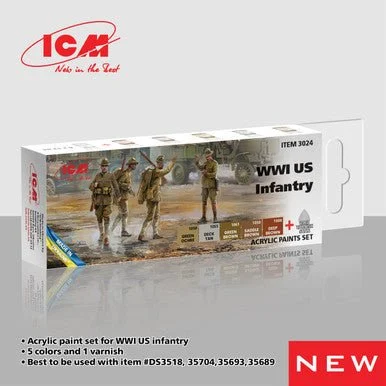 ICM Acrylic Paint Set for WWI US Infantry - ICM Models