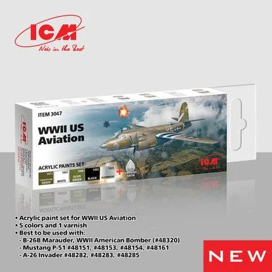 ICM Acrylic paint set for WWII US Aviation - ICM Models