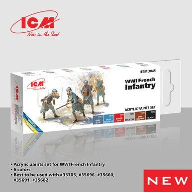 ICM Acrylic Paint Set WWI French Infantry Paint Set - ICM Models