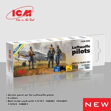 ICM Acrylic Paint Set WWII German Luftaffe Pilots Paint Set - ICM Models
