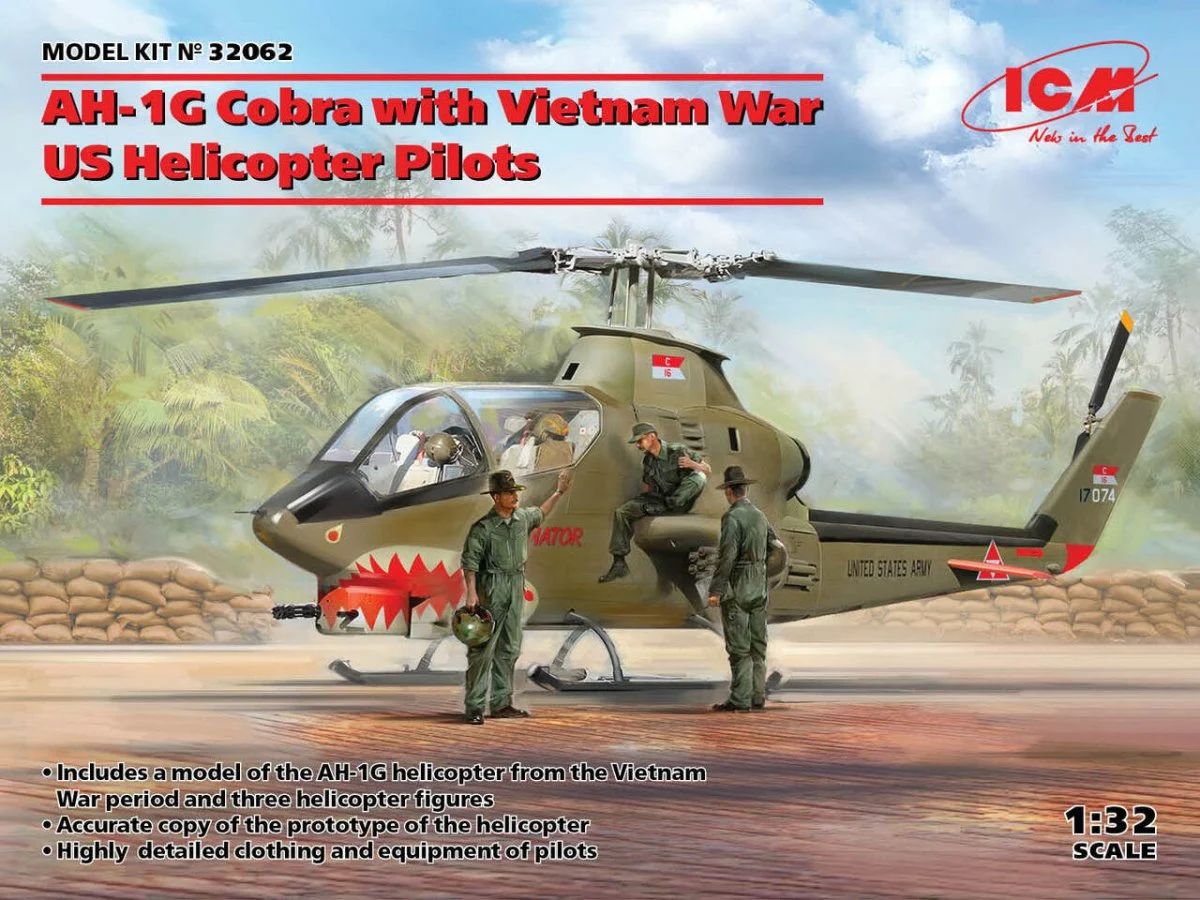 ICM Models 1/32 ICM AH-1G Cobra with Vietnam War US Helicopter Pilots