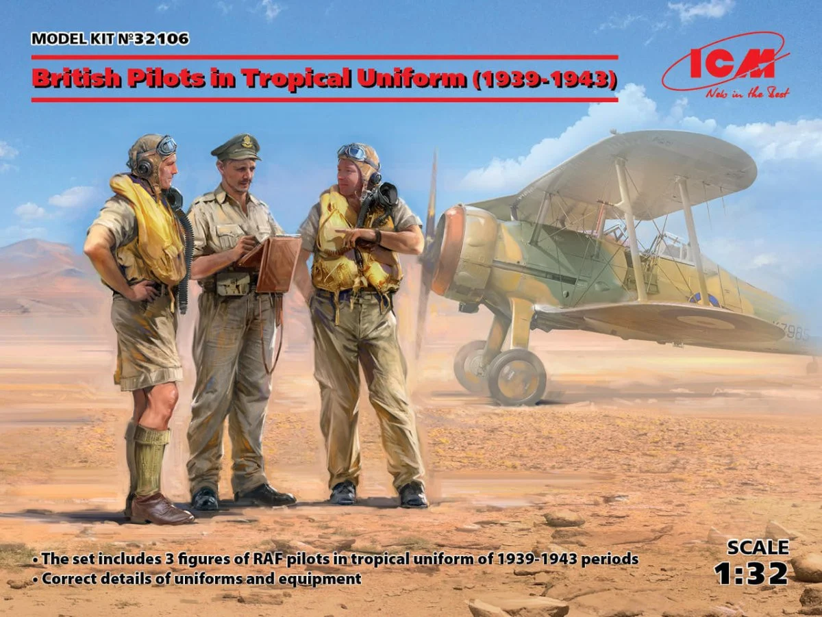 ICM Models 1/32 ICM British Pilots in Tropical Uniform (1939-1943) (3 figures)