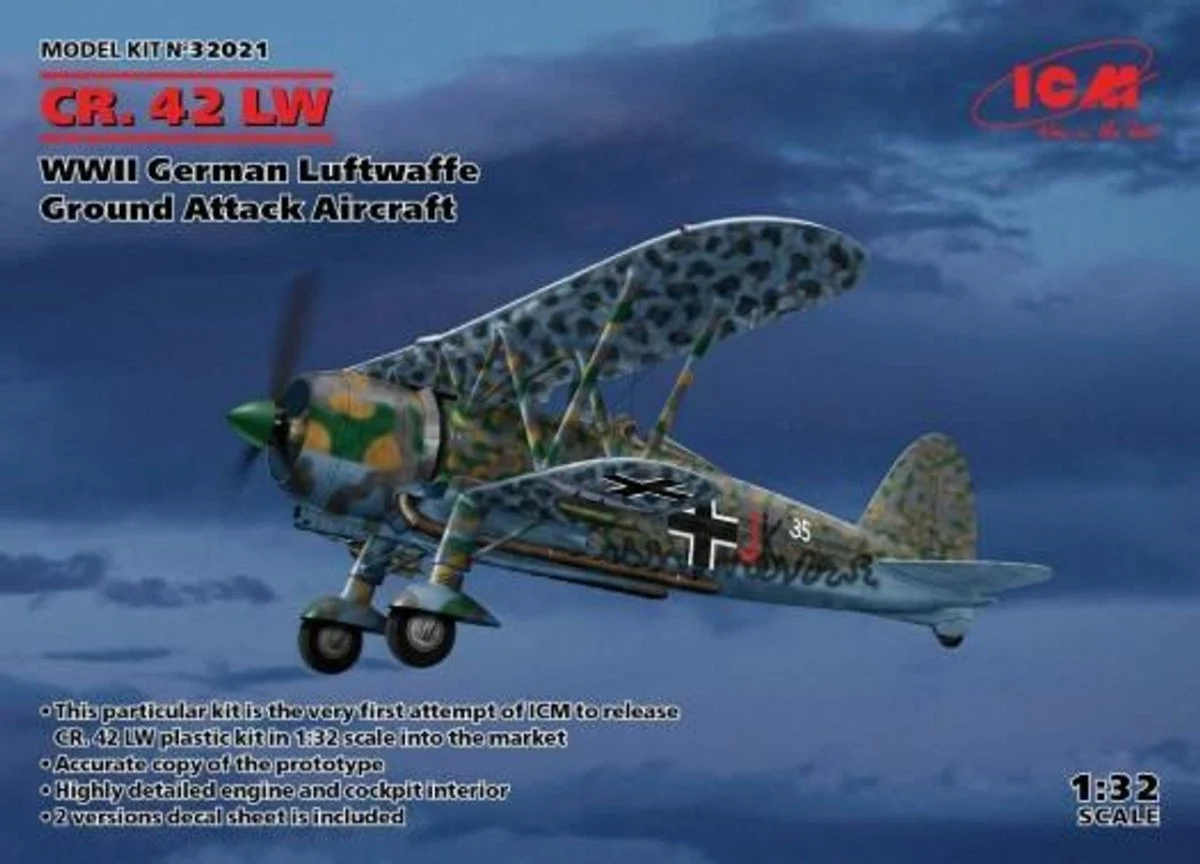 ICM Models 1/32 ICM CR. 42 LW , WWII German Luftwaffe Ground Attack Aircraft