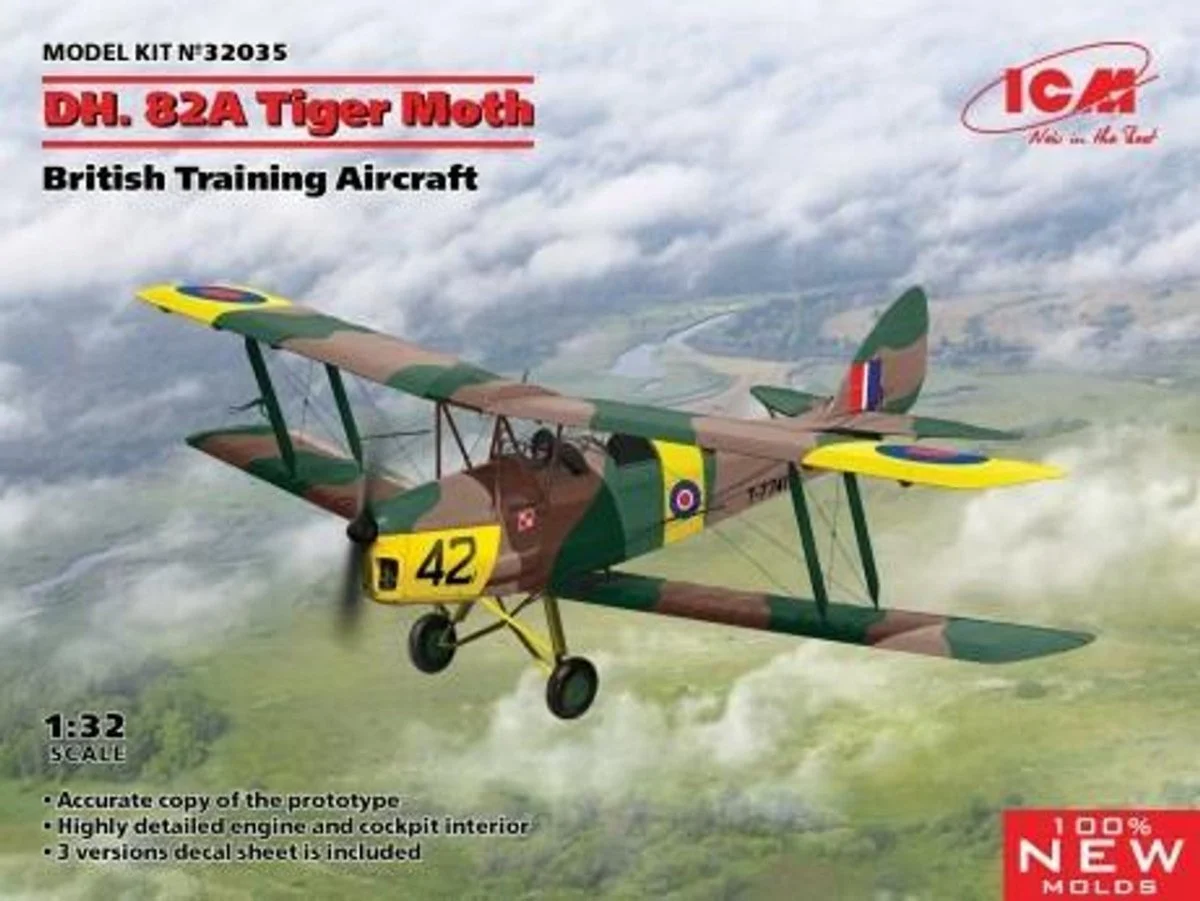 ICM Models 1/32 ICM D.H. 82A Tiger Moth, British Training Aircraft