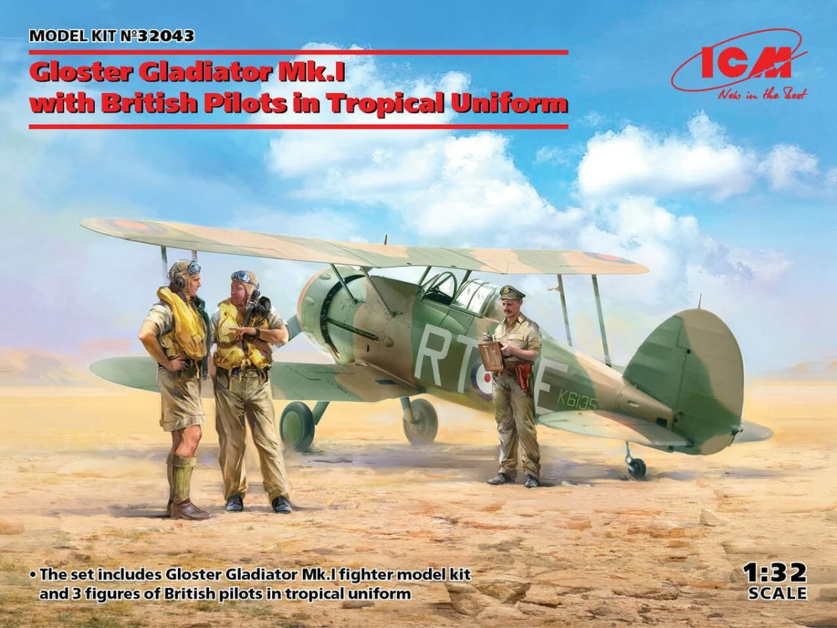 ICM Models 1/32 ICM Gloster Gladiator Mk.I with British Pilots in Tropical Uniform