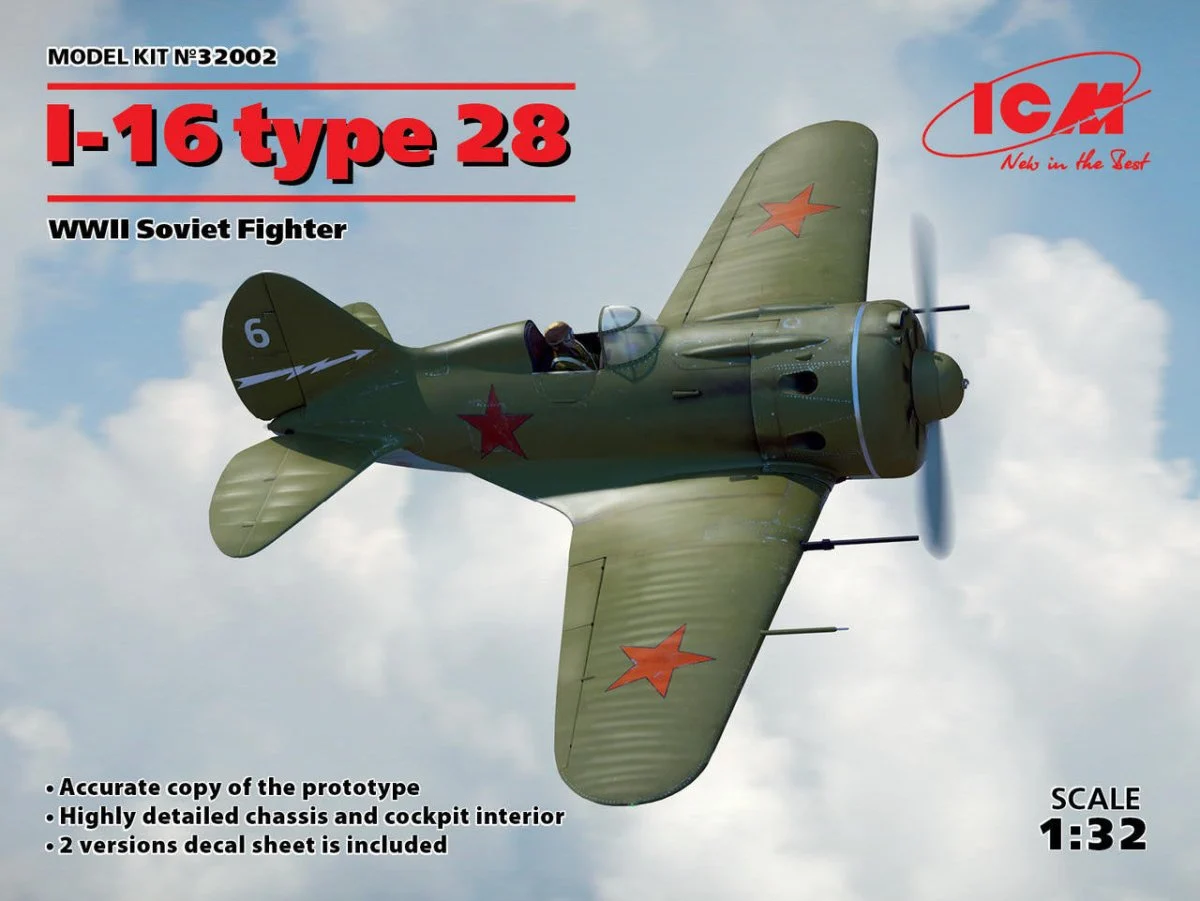 ICM Models 1/32 ICM I-16 type 28, WWII Soviet Fighter