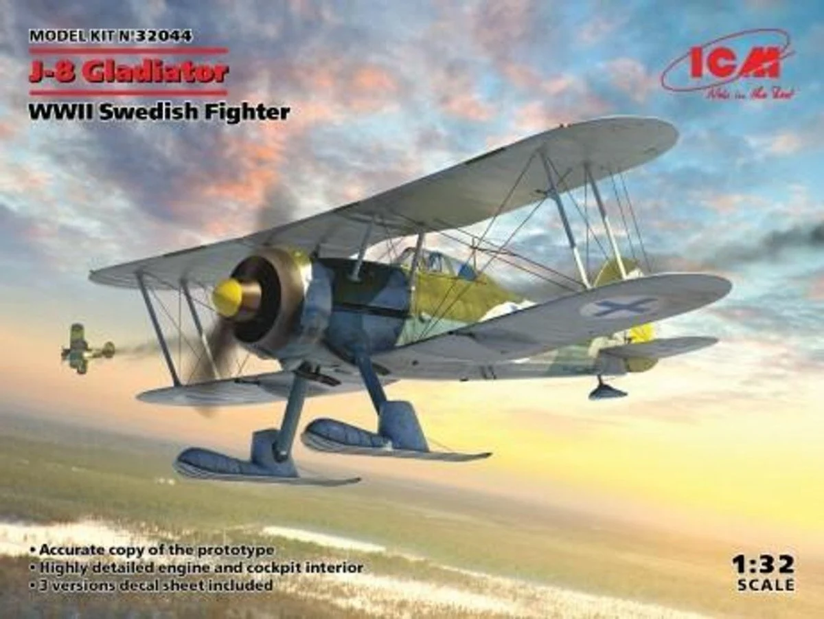 ICM Models 1/32 ICM J-8 Gladiator, WWII Swedish Fighter