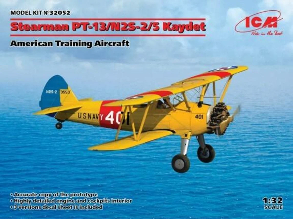 ICM Models 1/32 ICM Stearman PT-13/N2S-2/5 Kaydet, American Training Aircraft