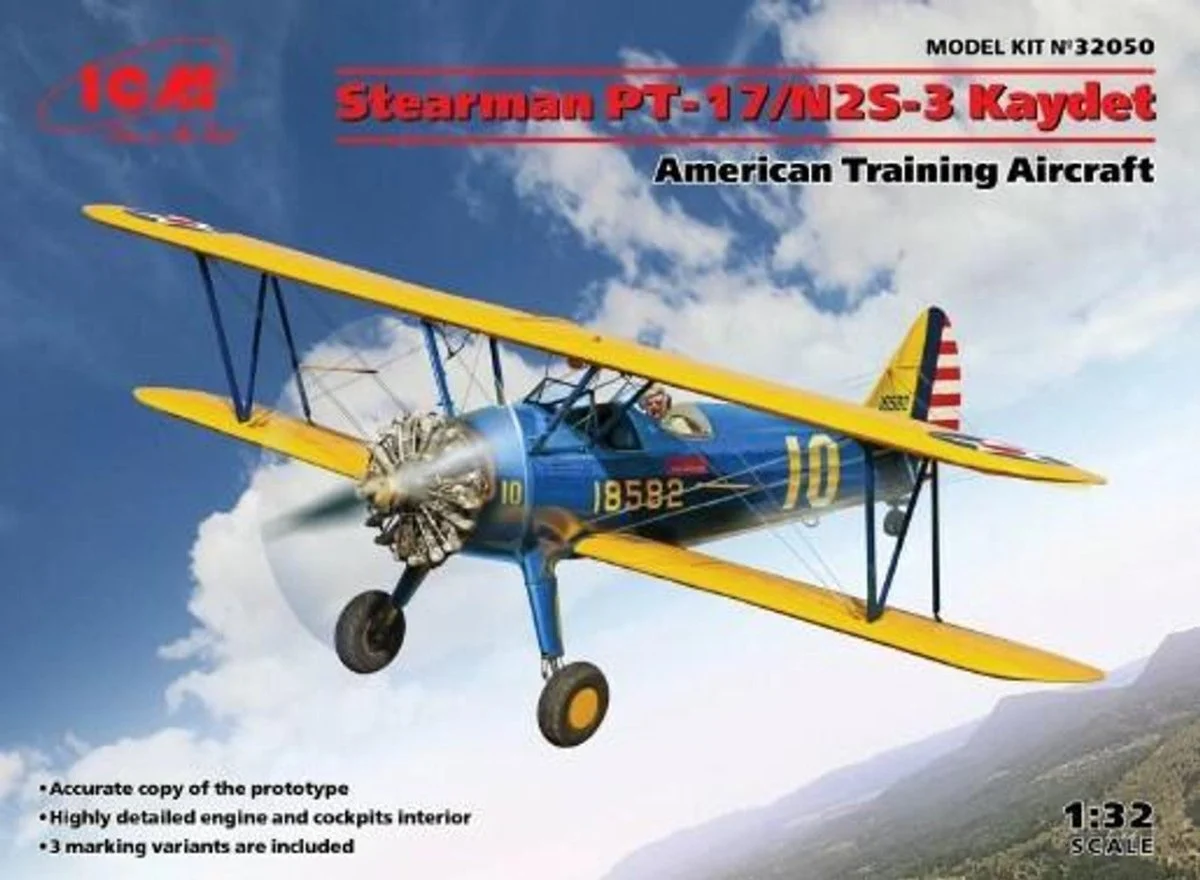 ICM Models 1/32 ICM Stearman PT-17/N2S-3 Kaydet , American Training Aircraft