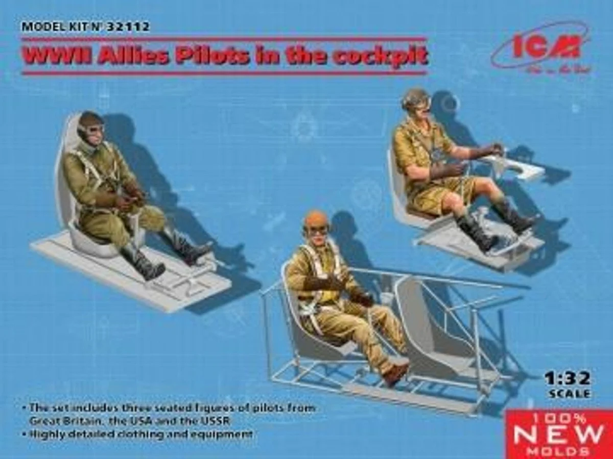 ICM Models 1/32 ICM WWII Allies Pilots in the cockpit (British American Soviet) (100% new molds)