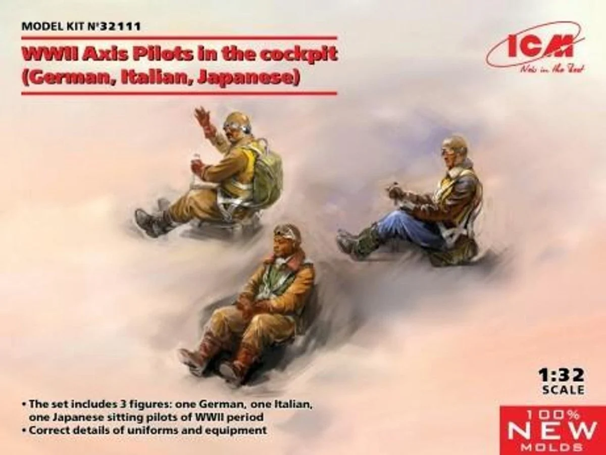 ICM Models 1/32 ICM WWII Axis Pilots in the cockpit (German Italian Japanese) (100% new molds)