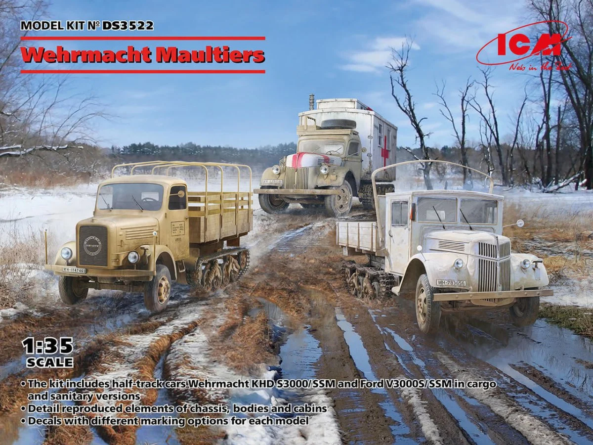 ICM Models 1/35 ICM Wehrmacht Maultiers Half Track Set Plastic Model Kit