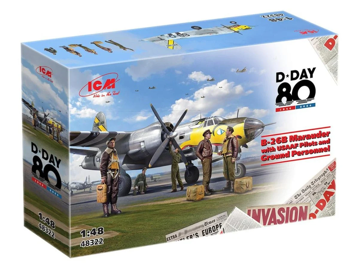 ICM Models 1/48 ICM B-26B Marauder with USAAF Pilots and Ground Personnel