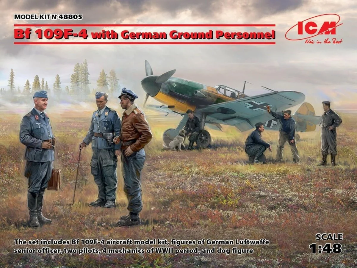 ICM Models 1/48 ICM Bf 109F-4 with German Ground Personnel