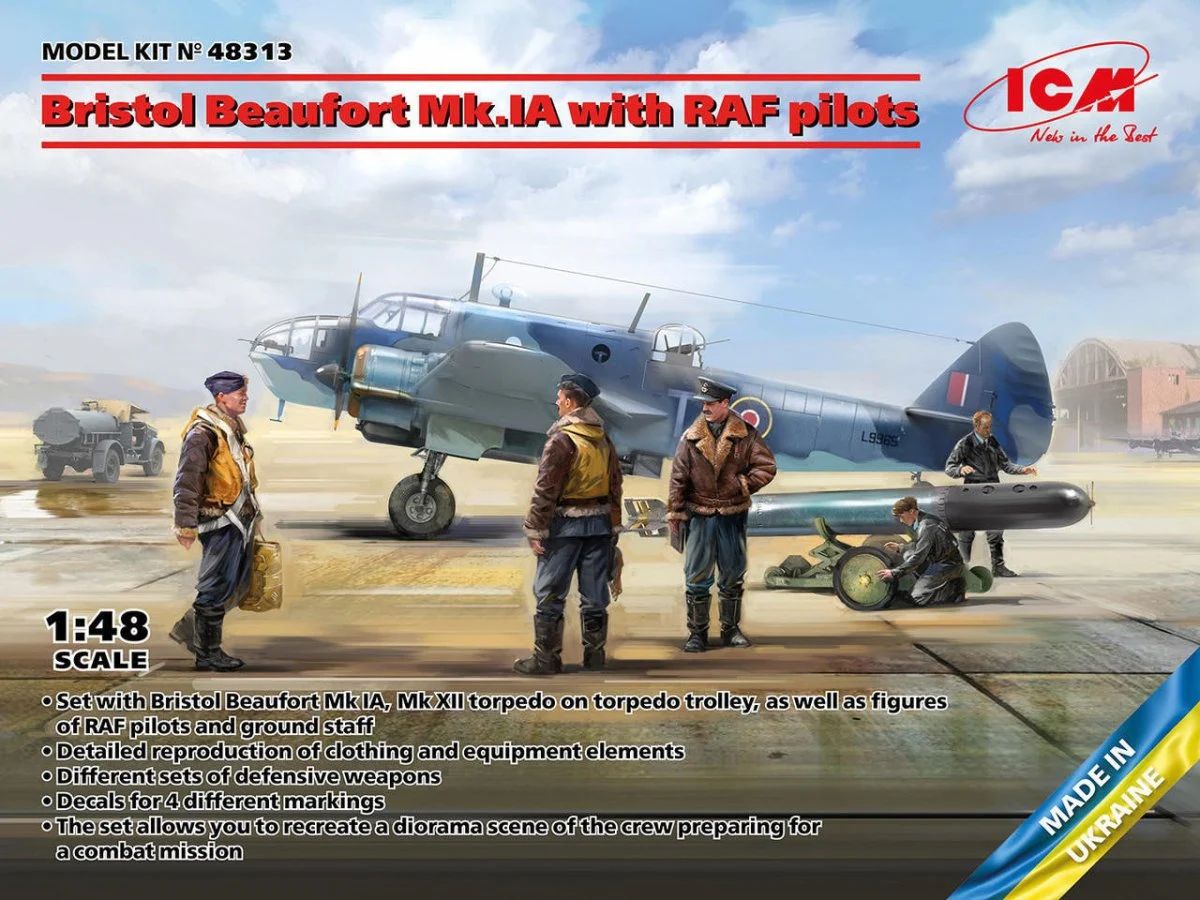 ICM Models 1/48 ICM Bristol Beaufort Mk.IA with RAF Pilot Figures