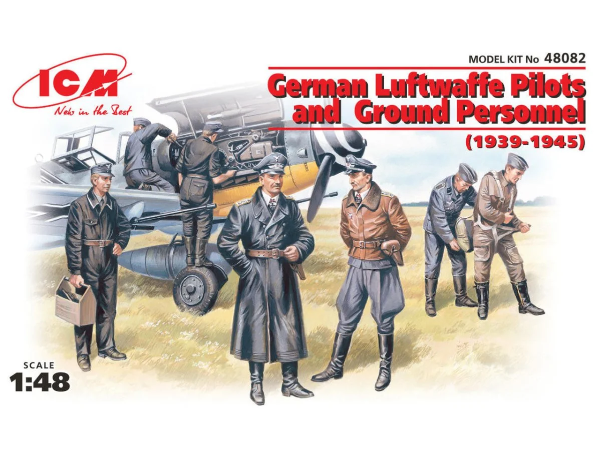 ICM Models 1/48 ICM German Luftwaffe Pilots and Ground Personnel (1939-1945) (7 figures - 3 pilots, 4 mechanics)