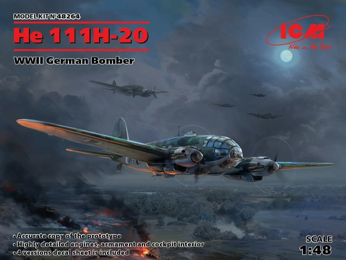 ICM Models 1/48 ICM He 111H-20, WWII German Bomber