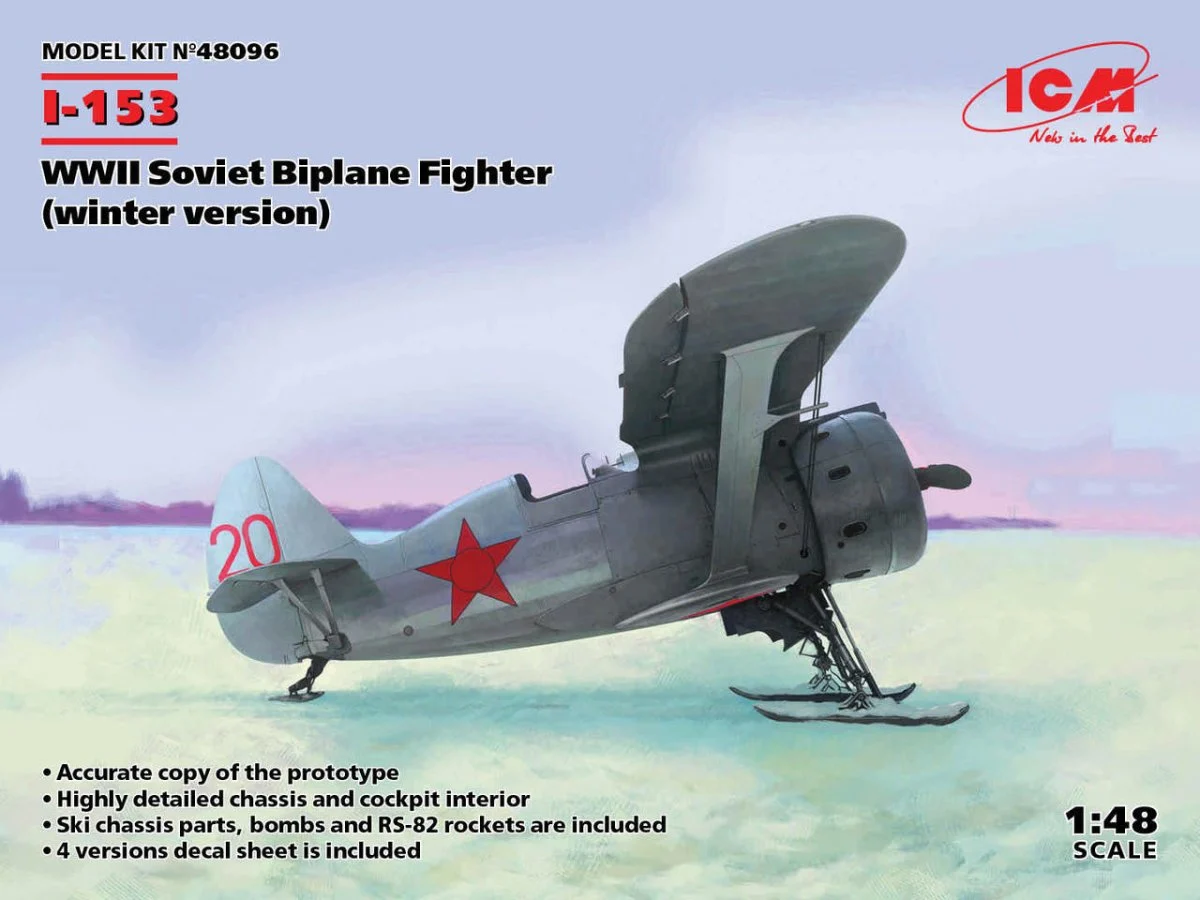 ICM Models 1/48 ICM I-153, WWII Soviet Biplane Fighter (winter version)