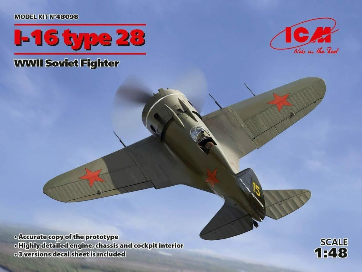 ICM Models 1/48 ICM I-16 type 28, WWII Soviet Fighter