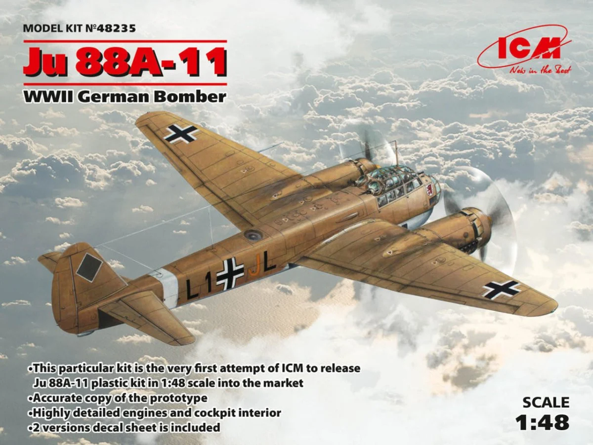 ICM Models 1/48 ICM Ju 88A-11, WWII German Bomber