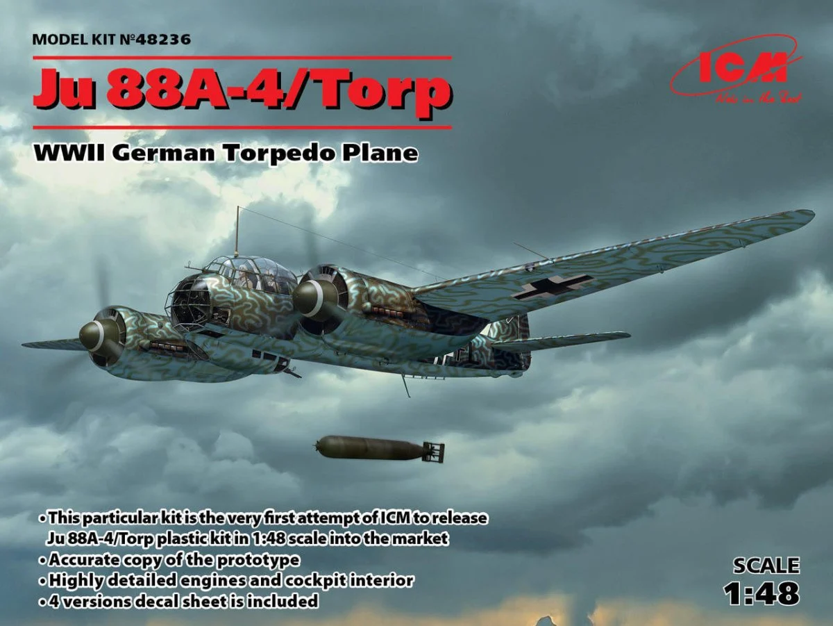 ICM Models 1/48 ICM Ju 88A-4 Torp/A-17, WWII German Torpedo Plane