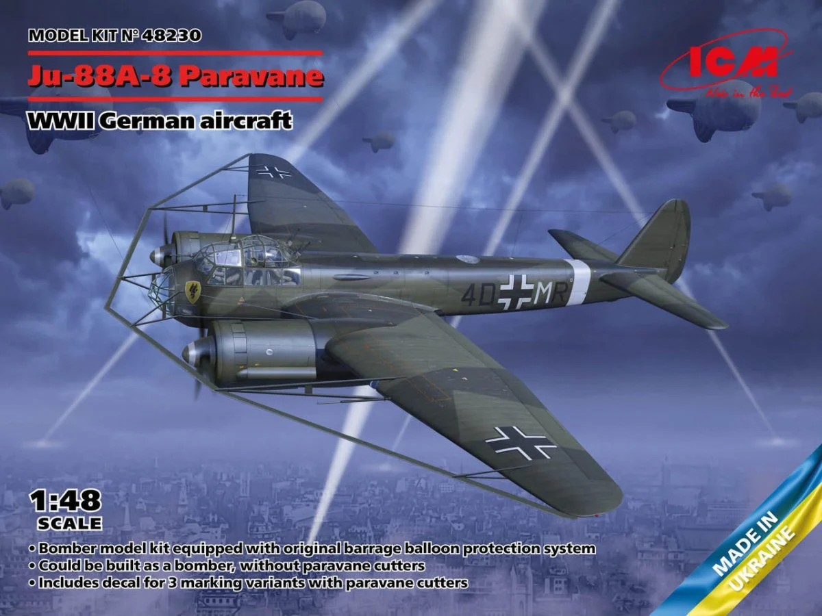 ICM Models 1/48 ICM Ju-88A-8 Paravane WWII German Aircraft