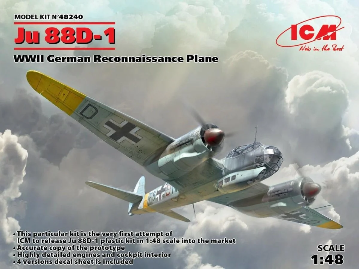 ICM Models 1/48 ICM Ju 88D-1, WWII German Reconnaissance Plane