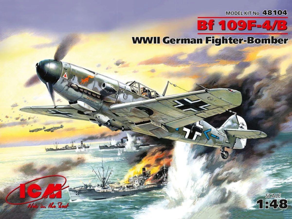 ICM Models 1/48 ICM Messerschmitt Bf 109F-4/B, WWII German Fighter-Bomber