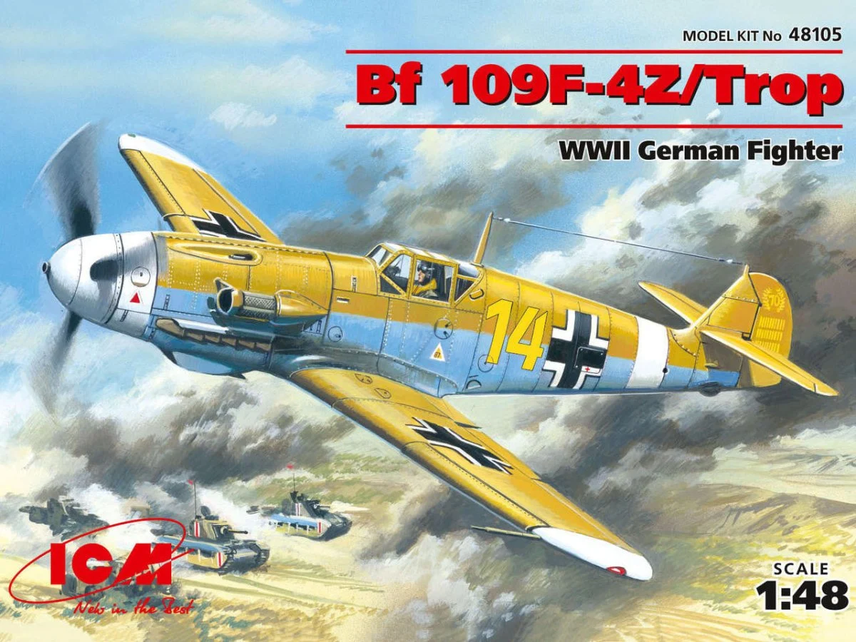 ICM Models 1/48 ICM Messerschmitt Bf 109F-4Z/Trop, WWII German Fighter