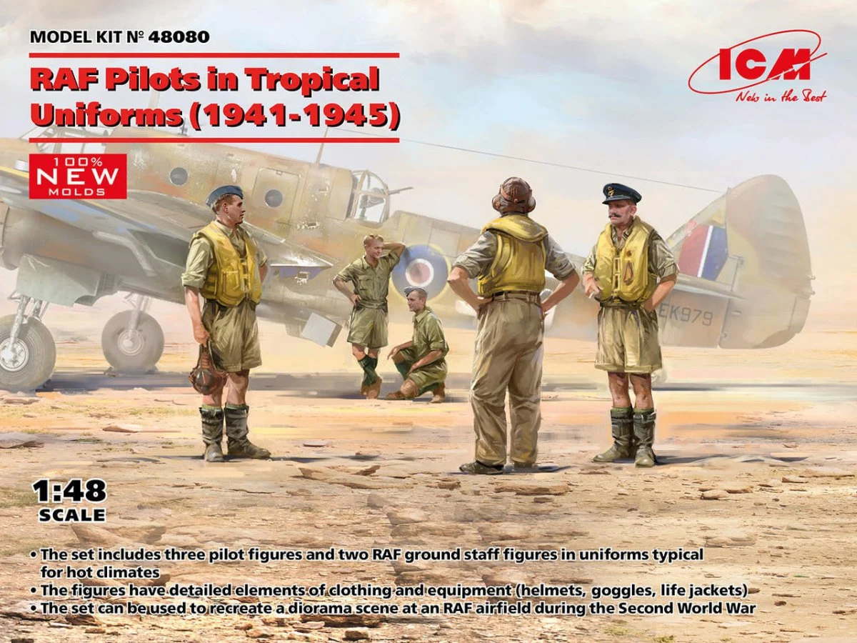 ICM Models 1/48 ICM RAF Pilots in Tropical Uniforms 1941-1945 Plastic Model Kit