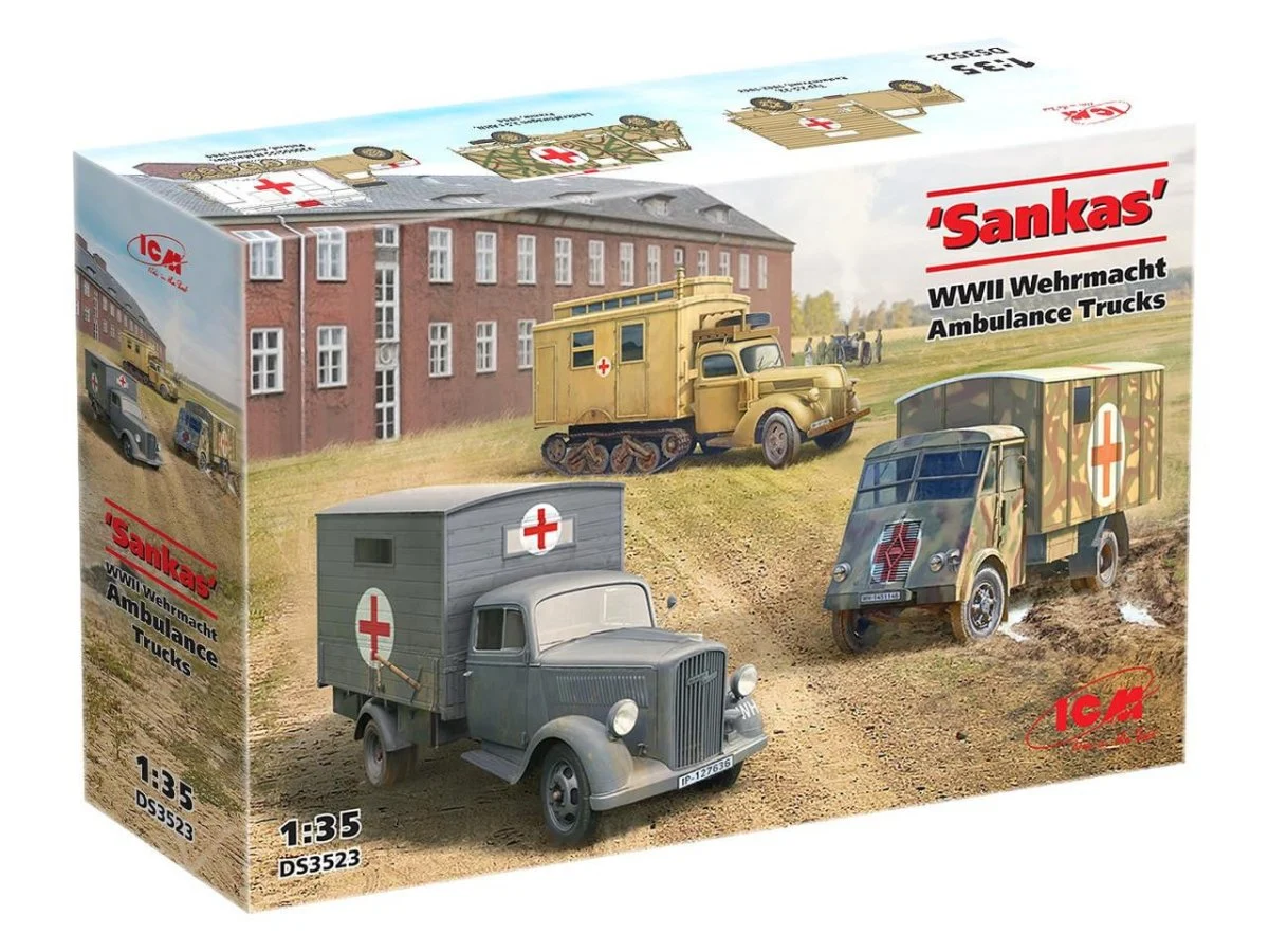 ICM Models 1/48 ICM Sankas WWII Wehrmacht Ambulance Trucks