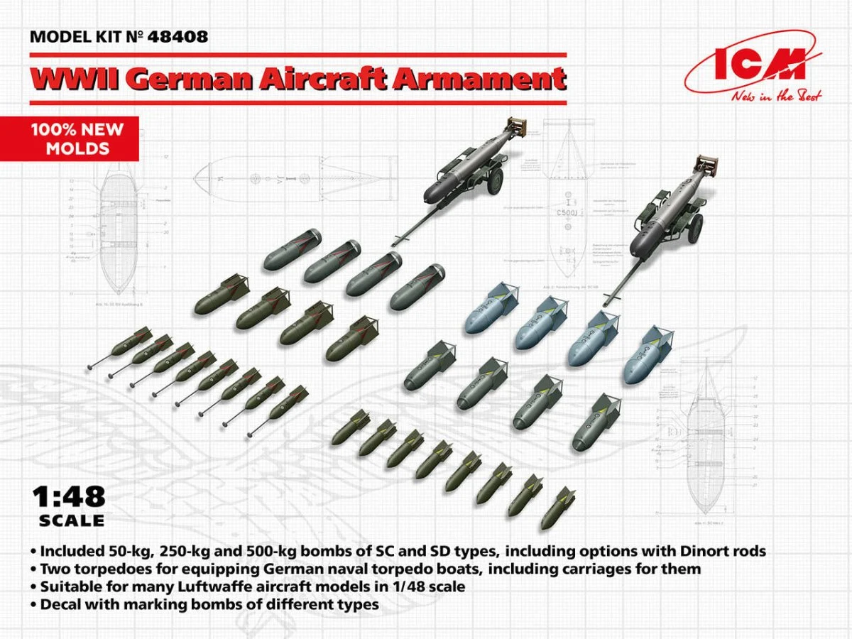 ICM Models 1/48 ICM WWII German Aircraft Armament Plastic Model Kit